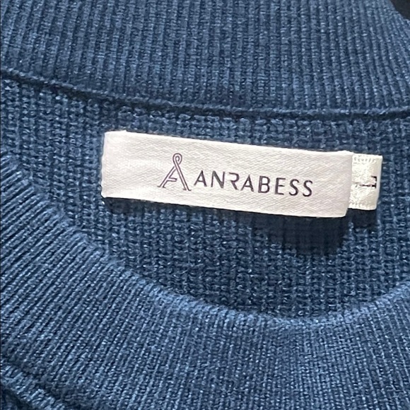 ANRABESS Blue CREWNECK COZY PULL ON Knit SWEATER WOMEN SIZE L - Picture 3 of 9